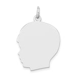 Load image into Gallery viewer, 14K White Gold Plain Large Facing Left Engravable Boy Charm 31mm length

