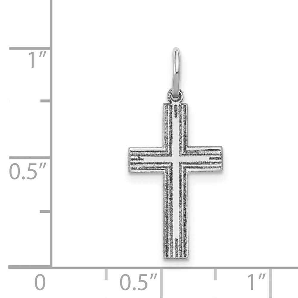 14K White Gold Solid Cross Pendant
