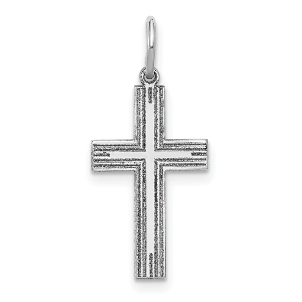 14K White Gold Solid Cross Pendant