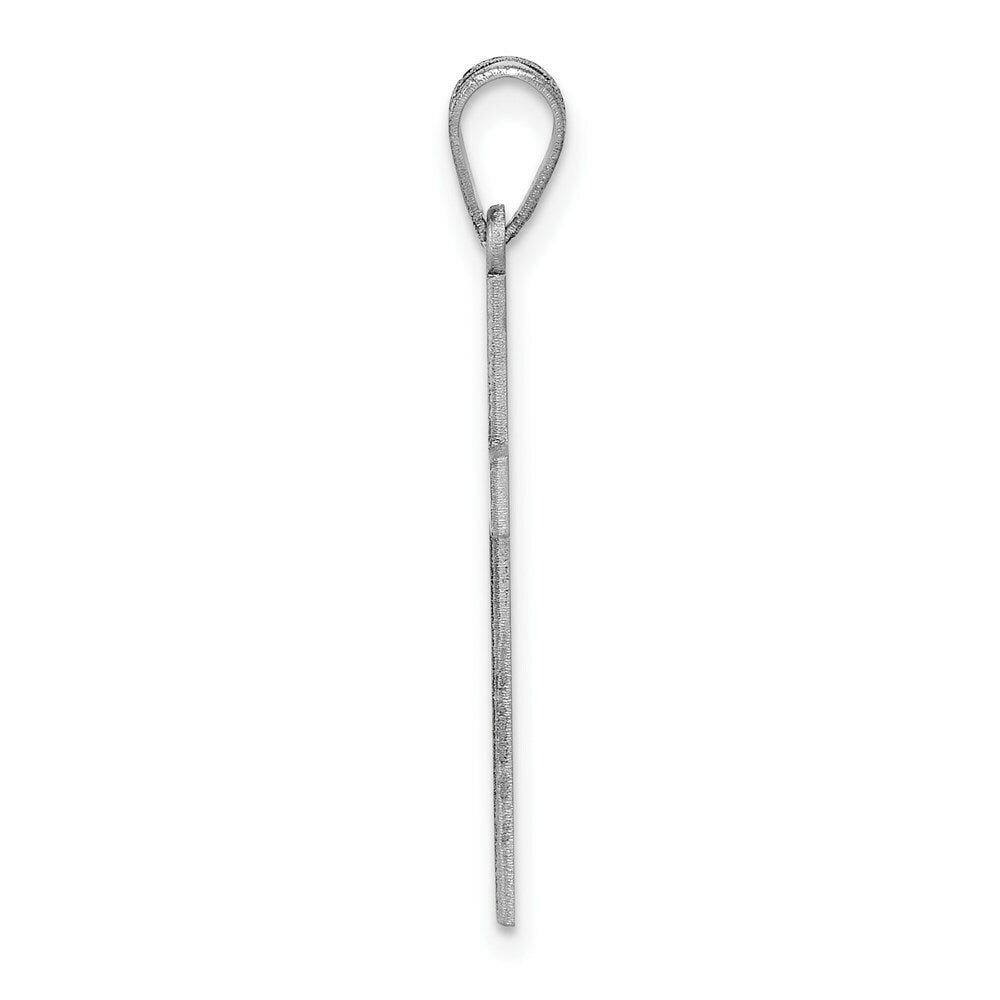 14K White Gold Latin Cross Pendant 28mm length