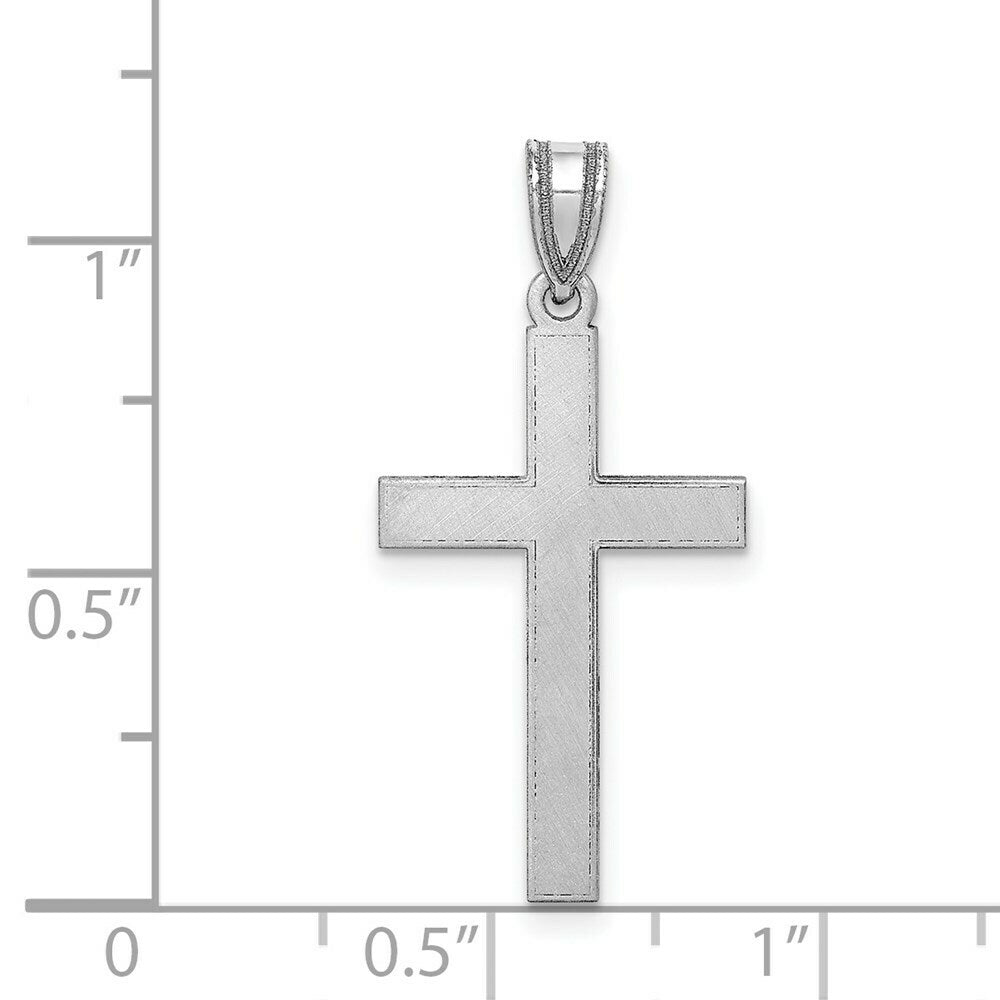 14K White Gold Latin Cross Pendant 28mm length