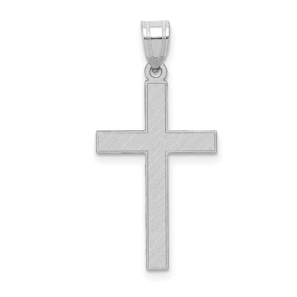 14K White Gold Latin Cross Pendant 28mm length