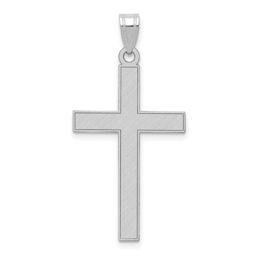 14K White Gold Cross Pendant 36mm length