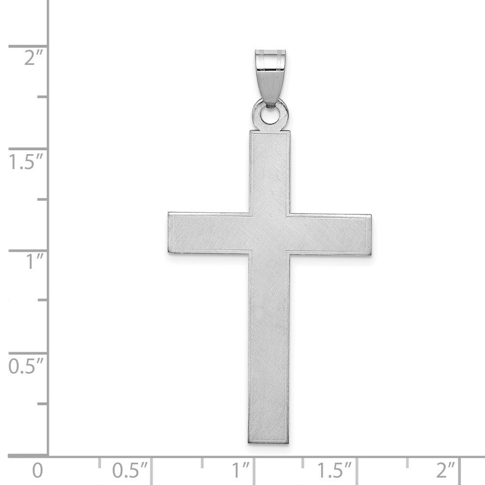 14K White Gold Cross Pendant 48mm length