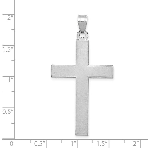 14K White Gold Cross Pendant 48mm length