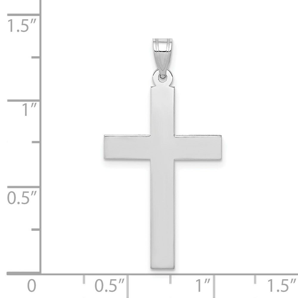 14K White Gold 32x19mm Engravable Polished Cross Pendant