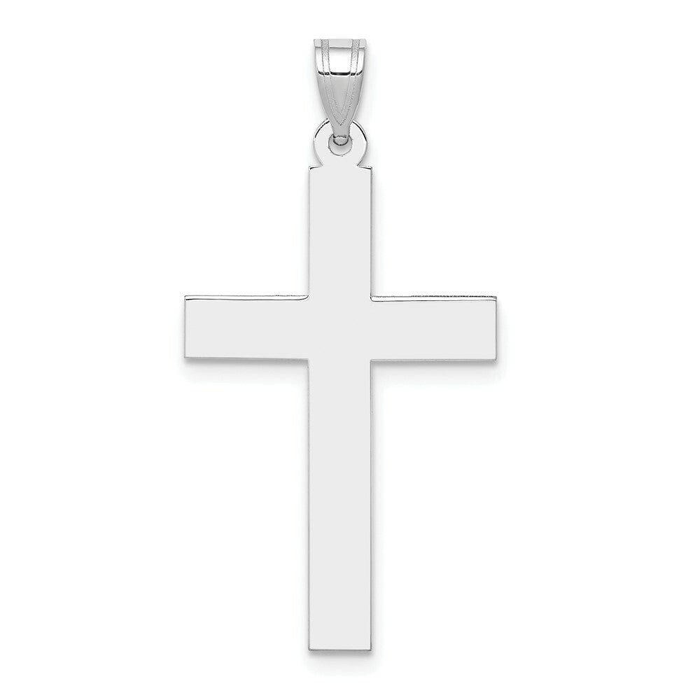 14K White Gold 32x19mm Engravable Polished Cross Pendant
