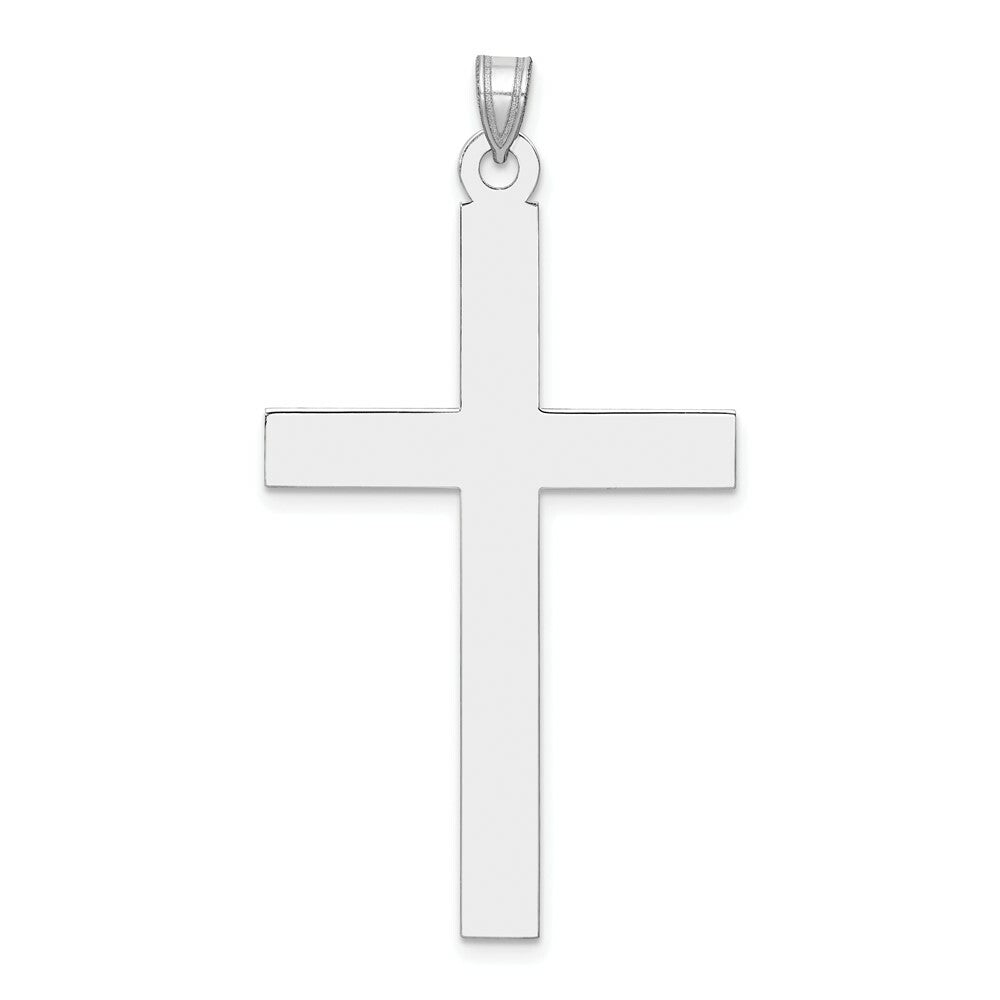 14K White Gold 46x25mm Engravable Polished Cross Pendant