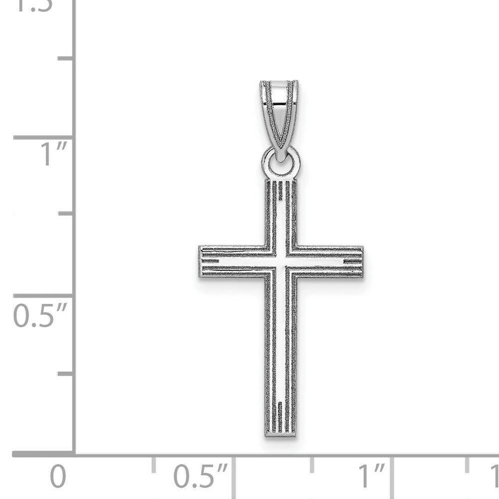14K White Gold Solid Cross Pendant