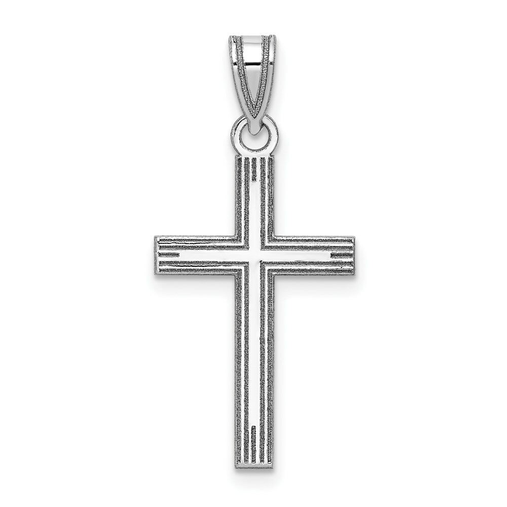 14K White Gold Solid Cross Pendant