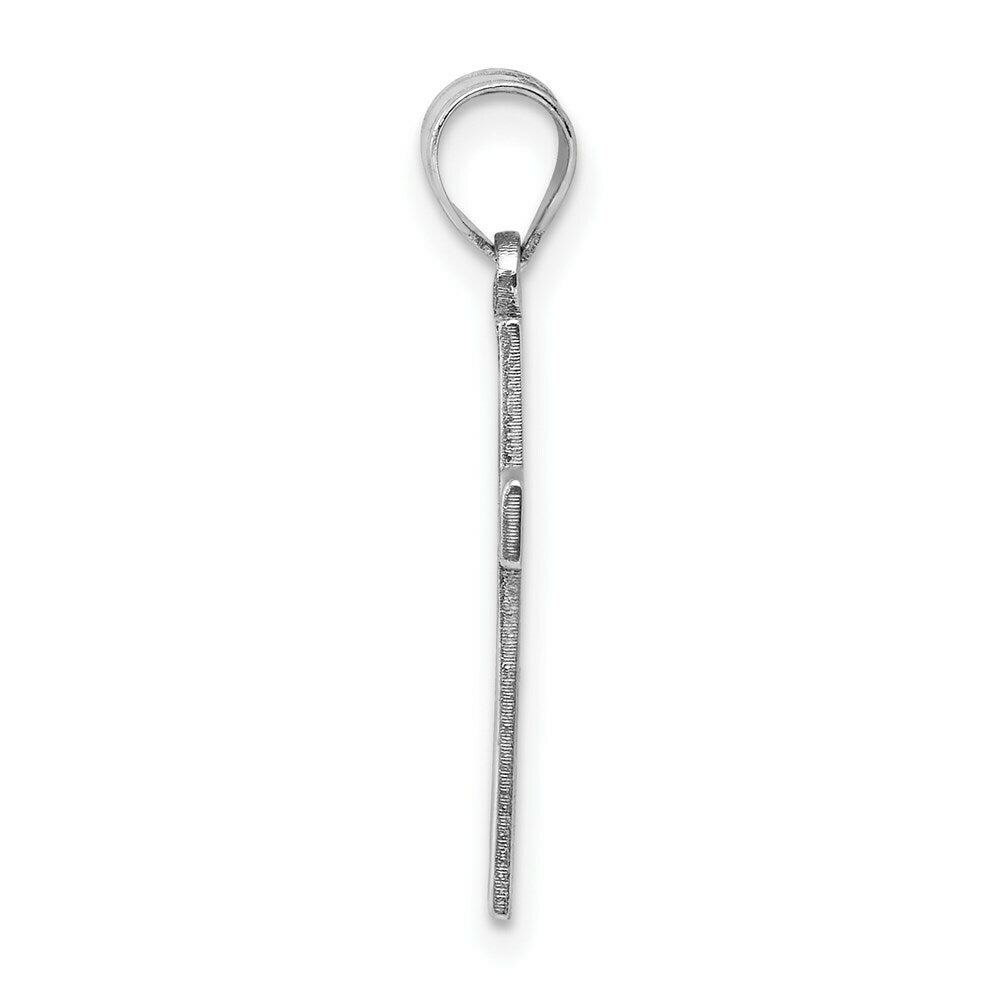 14K White Gold Solid Cross Pendant
