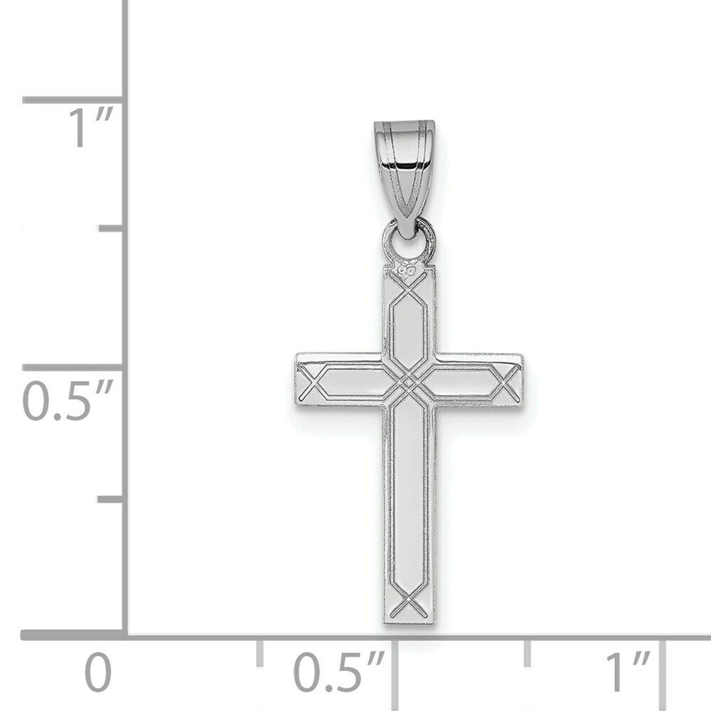 14K White Gold Solid Cross Pendant