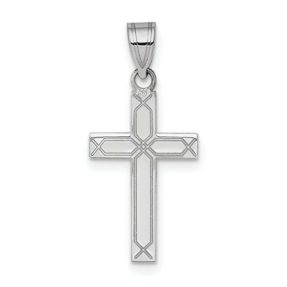 14K White Gold Solid Cross Pendant