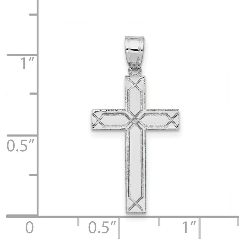 14K White Gold Solid Cross Pendant