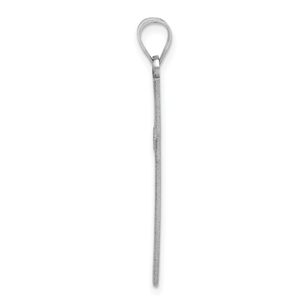 14K White Gold Solid Cross Pendant