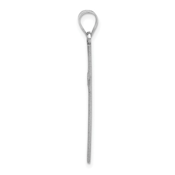 14K White Gold Solid Cross Pendant