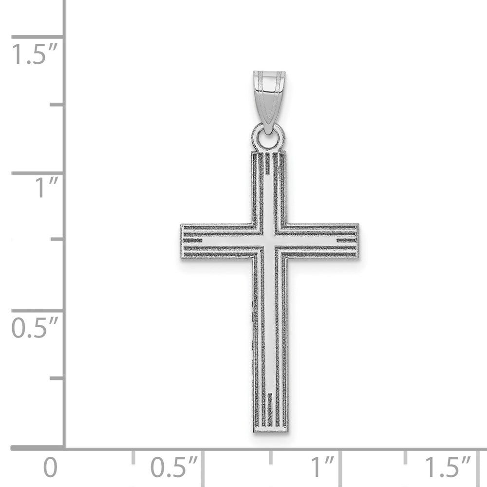 14K White Gold Solid Cross Pendant