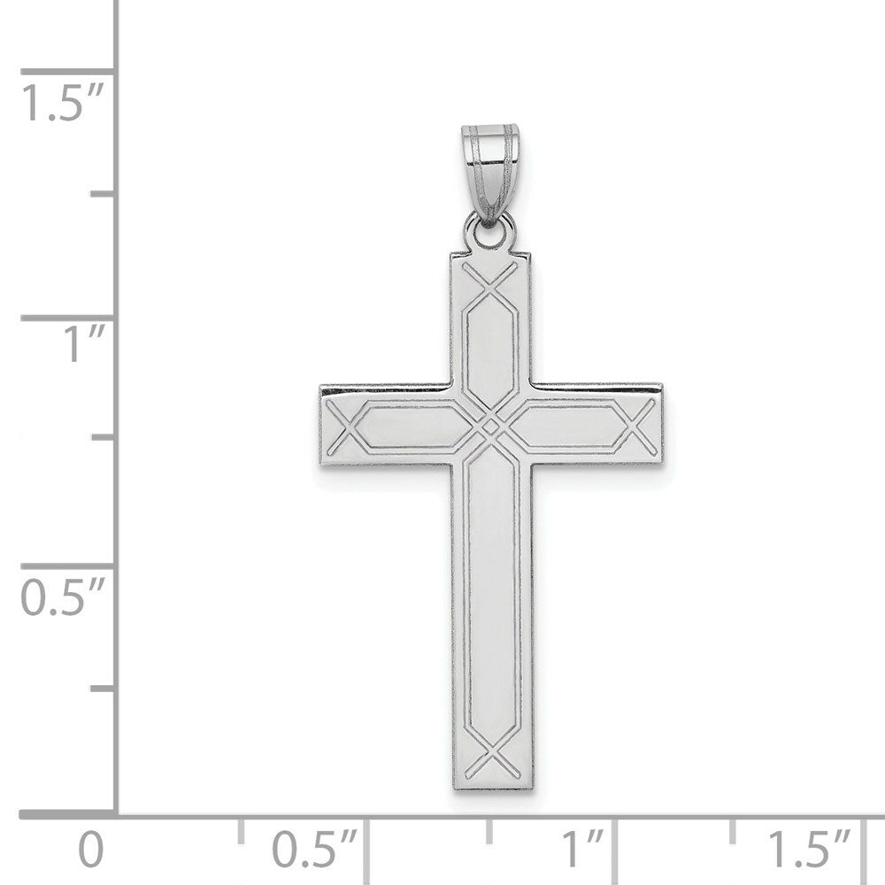 14K White Gold Solid Cross Pendant