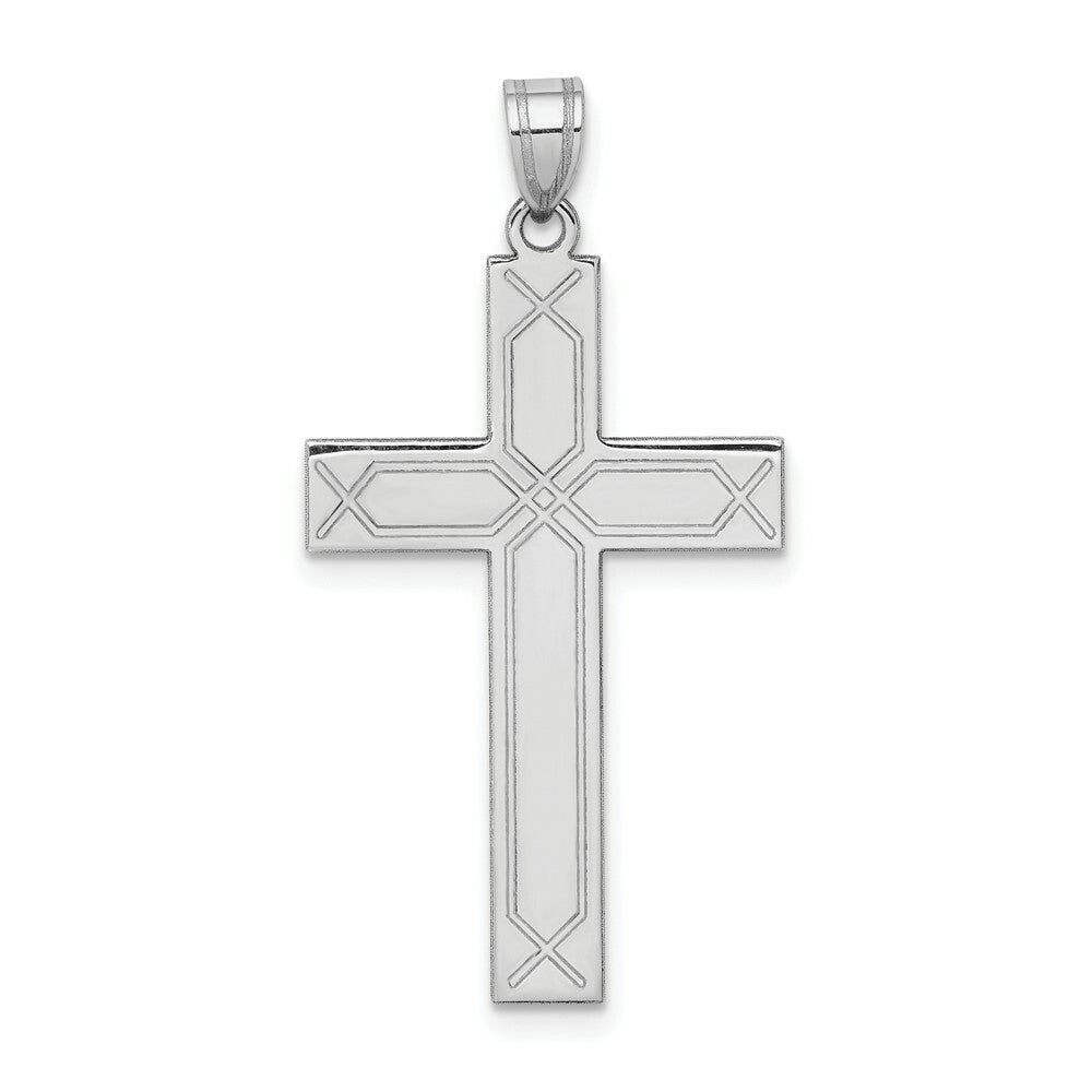 14K White Gold Solid Cross Pendant