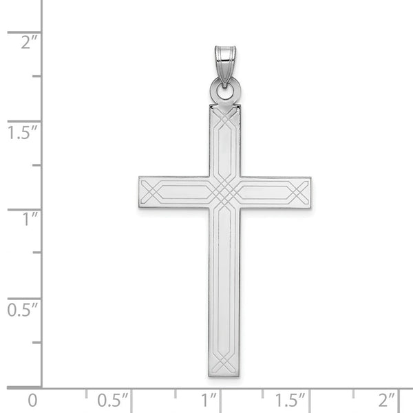 14K White Gold Solid Cross Pendant