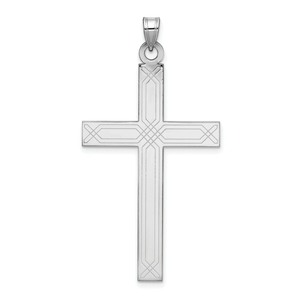 14K White Gold Solid Cross Pendant