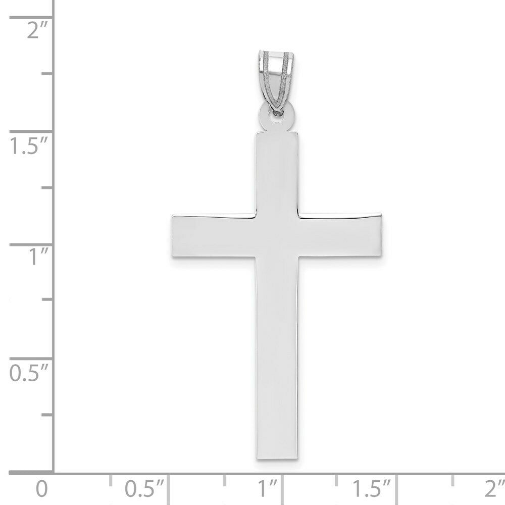14K White Gold Polished Cross Pendant 46mm length