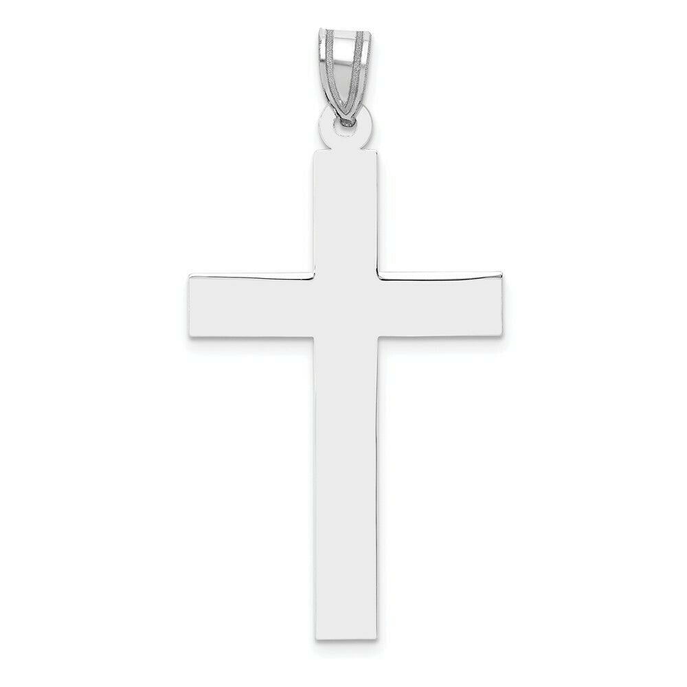 14K White Gold Polished Cross Pendant 46mm length