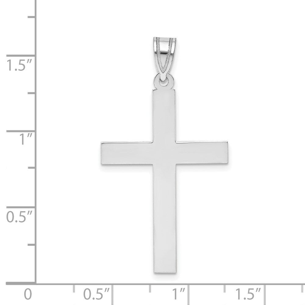 14K White Gold Cross Pendant 39mm length