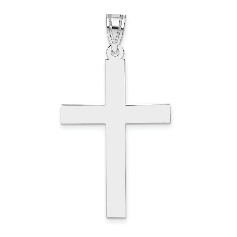 14K White Gold Cross Pendant 39mm length