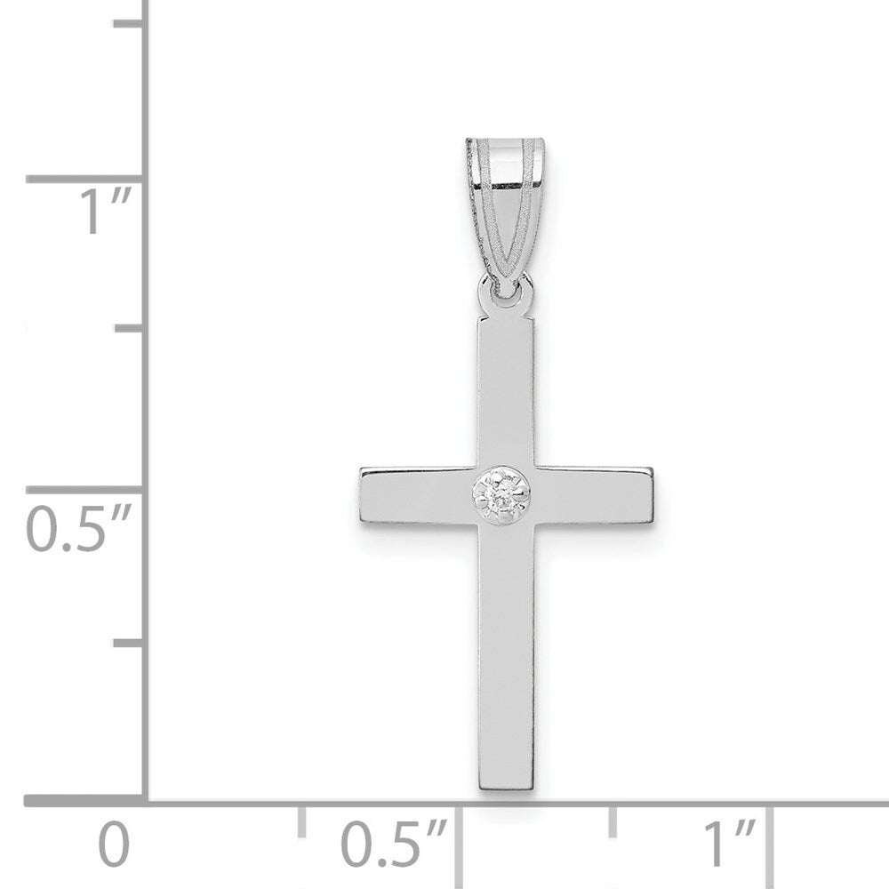 14K White Gold 0.01-Carat Diamond Cross Pendant