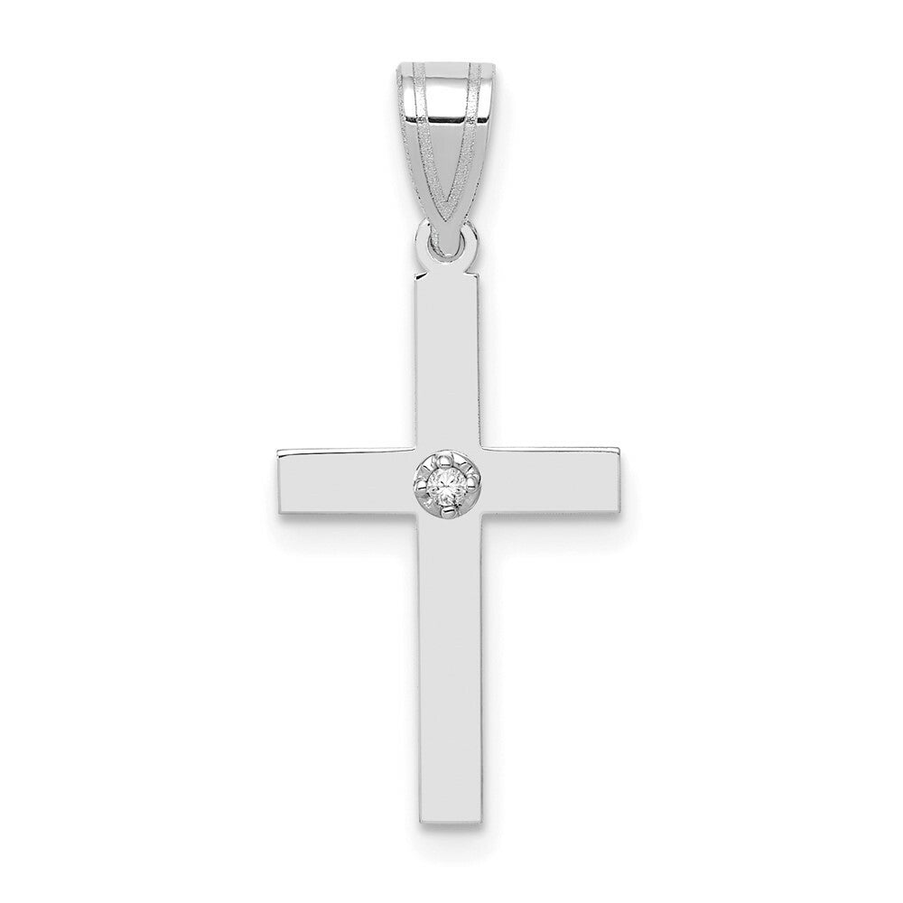 14K White Gold 0.01-Carat Diamond Cross Pendant