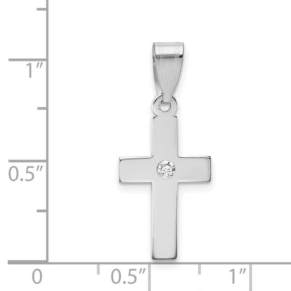 14K White Gold 0.01-Carat Diamond Cross Pendant