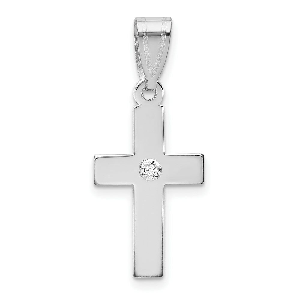 14K White Gold 0.01-Carat Diamond Cross Pendant