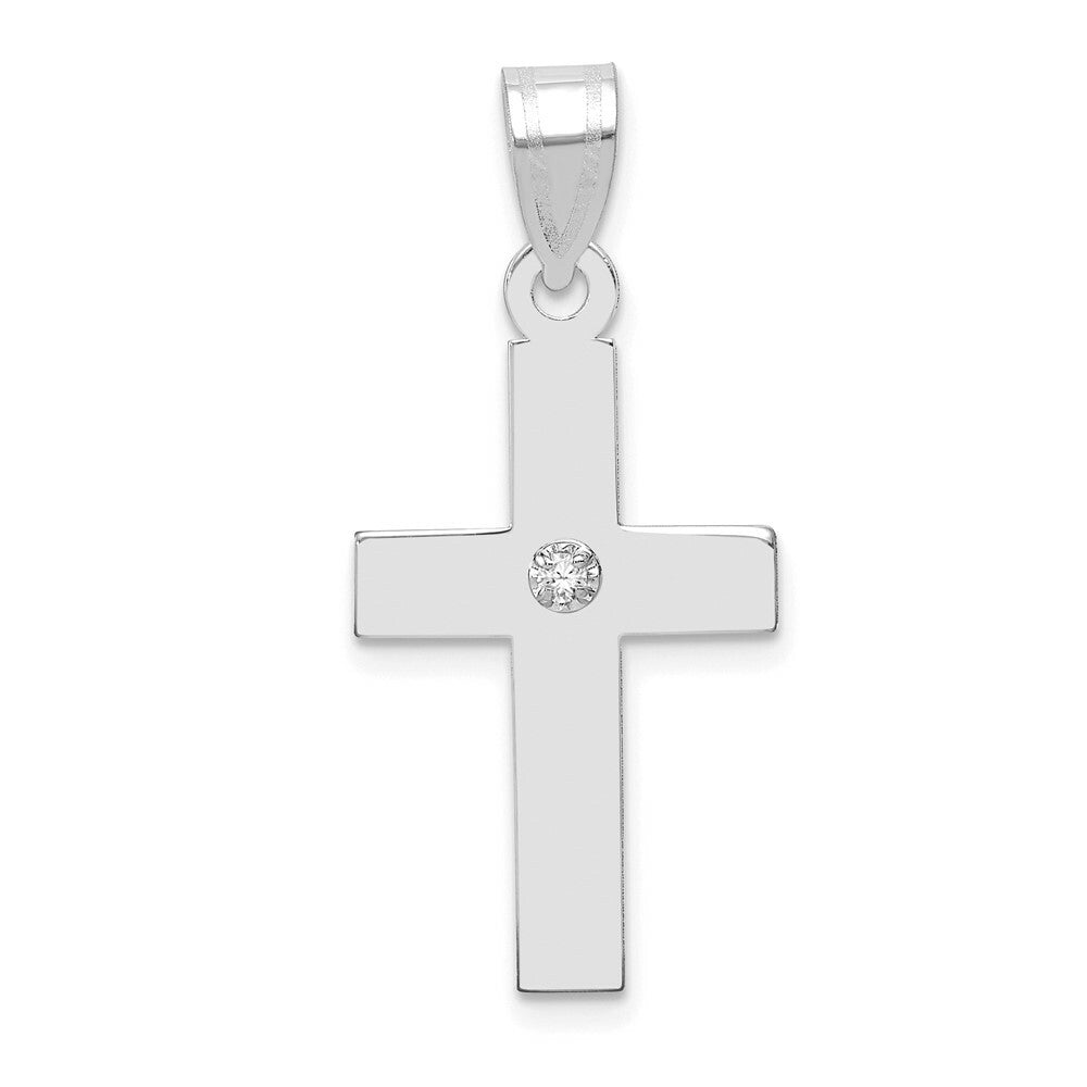 14K White Gold 0.02-Carat Diamond Cross Pendant