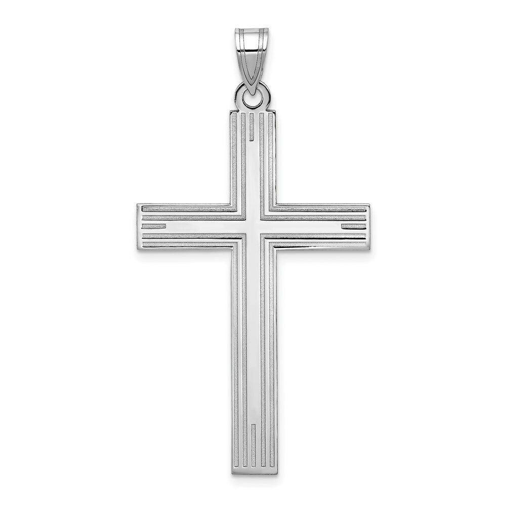 14K White Gold Solid Lined 45x25mm Cross Pendant