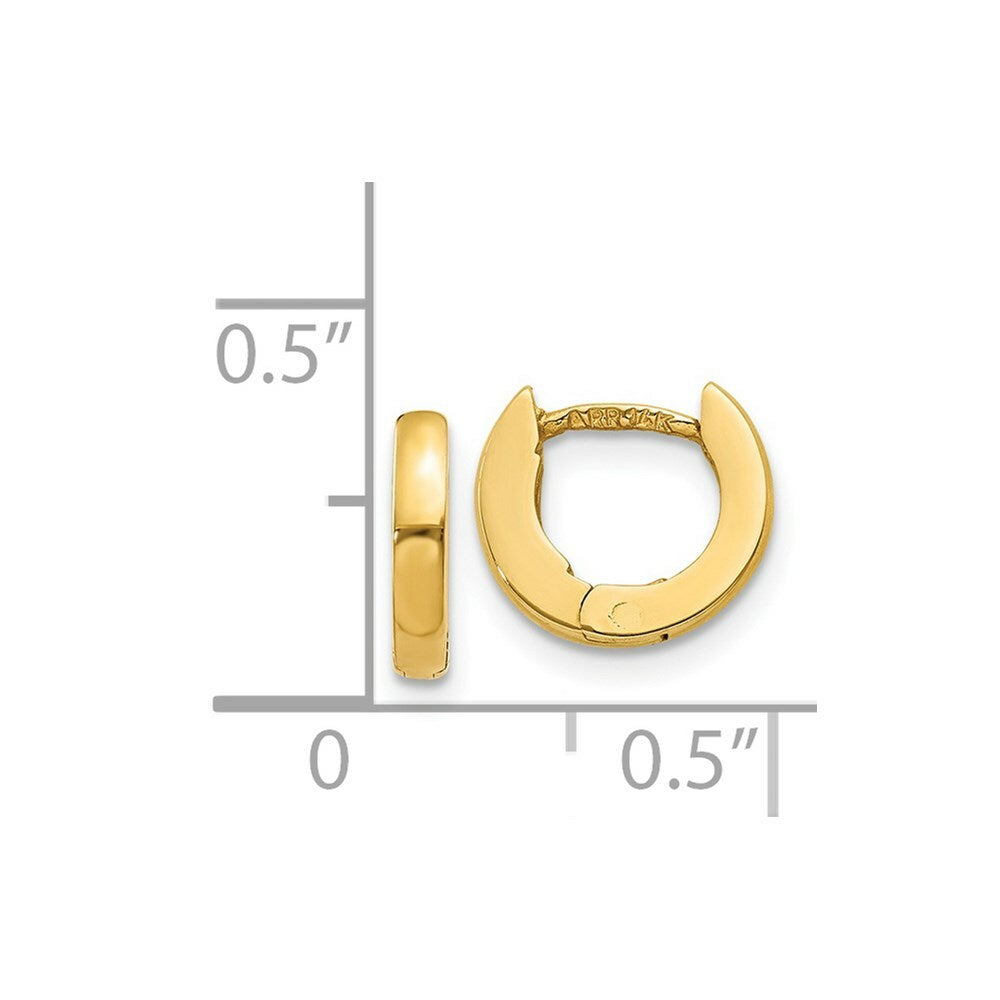 14K Yellow Gold Polished Hinged Earrings  3mm width