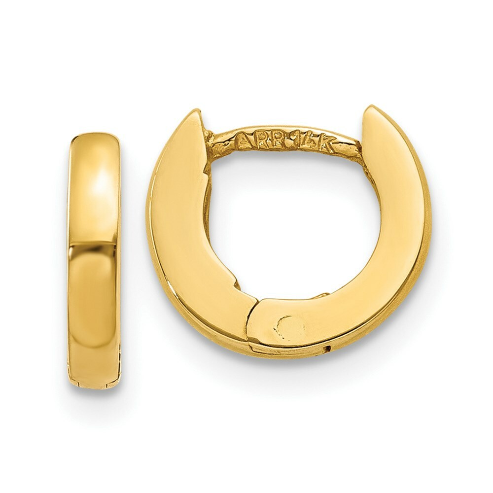 14K Yellow Gold Polished Hinged Earrings  3mm width
