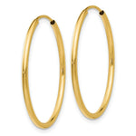 Load image into Gallery viewer, 14K Yellow Gold 1.5mm Polished Round Endless Hoop Earrings  1.5mm width
