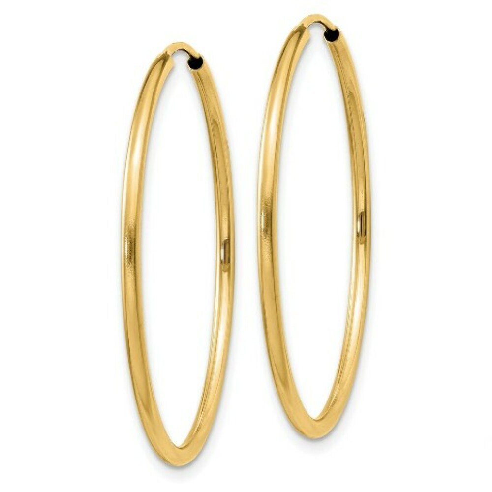 14K Yellow Gold 1.5mm Polished Round Endless Hoop Earrings  1.5mm width