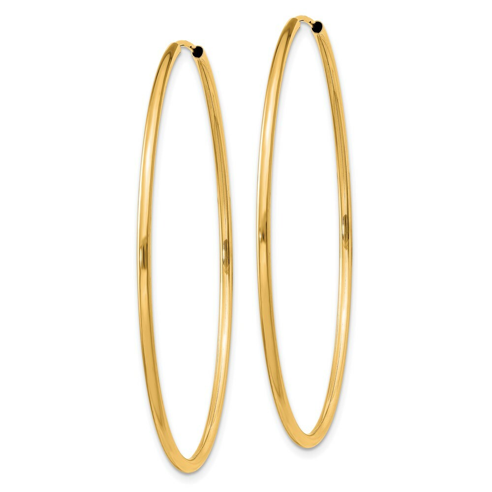 14K Yellow Gold 1.5mm Polished Round Endless Hoop Earrings  1.5mm width