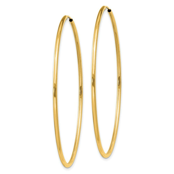 14K Yellow Gold 1.5mm Polished Round Endless Hoop Earrings  1.5mm width