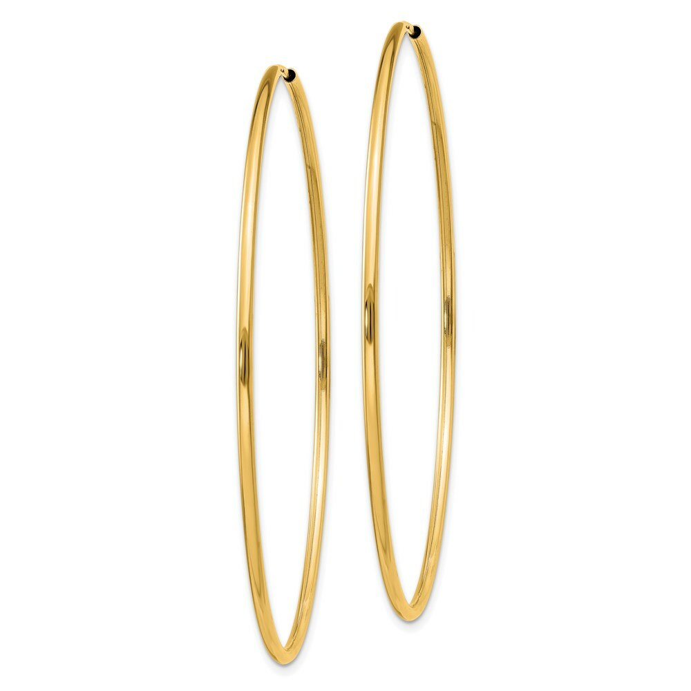 14K Yellow Gold 1.5mm Polished Round Endless Hoop Earrings  1.5mm width