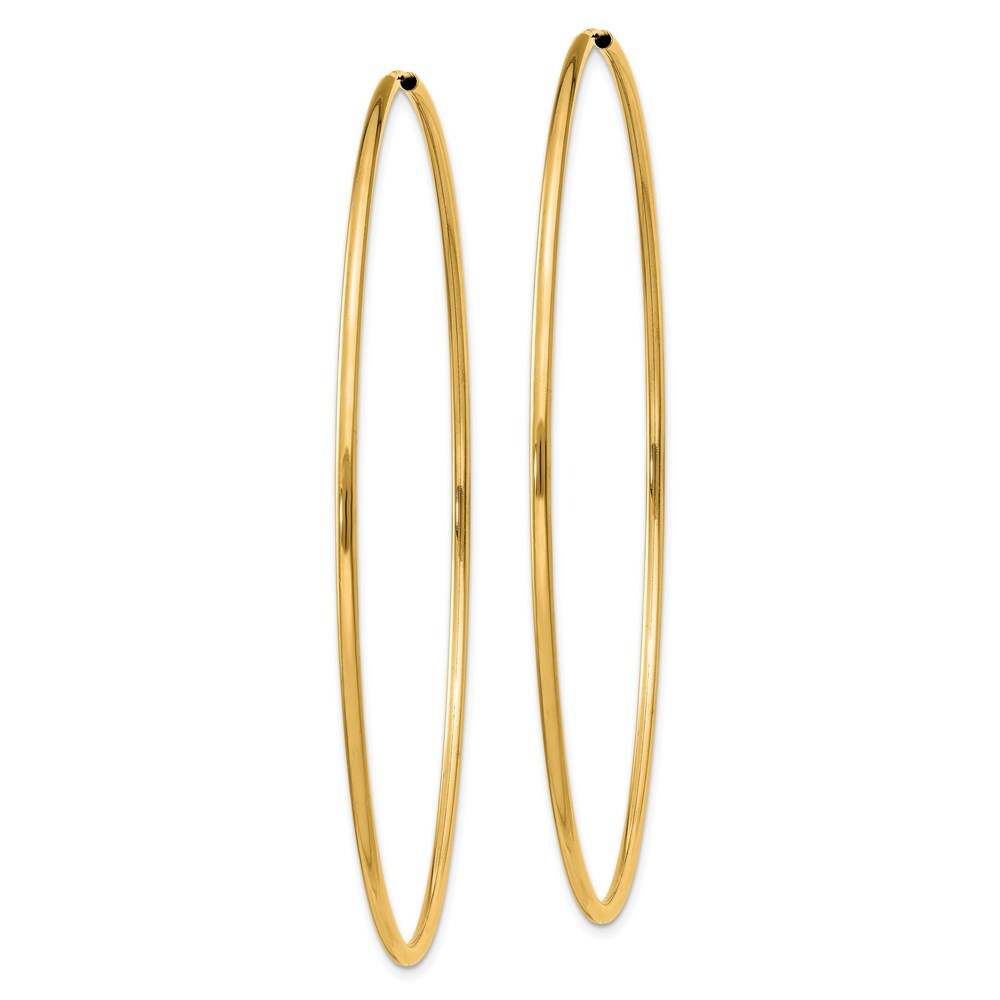 14K Yellow Gold 1.5mm Polished Round Endless Hoop Earrings  1.5mm width