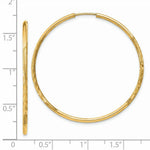 Load image into Gallery viewer, 14K Yellow Gold 1.5mm Satin Diamond-cut Endless Hoop Earrings  1.5mm width

