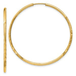 Load image into Gallery viewer, 14K Yellow Gold 1.5mm Satin Diamond-cut Endless Hoop Earrings  1.5mm width
