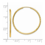 Load image into Gallery viewer, 14K Yellow Gold 1.5mm Satin Diamond-cut Endless Hoop Earrings  1.5mm width
