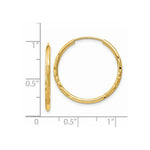 Load image into Gallery viewer, 14K Yellow Gold 1.5mm Satin Diamond-cut Endless Hoop Earrings  1.5mm width
