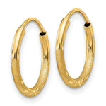 Load image into Gallery viewer, 14K Yellow Gold 1.5mm Satin Diamond-cut Endless Hoop Earrings  1.5mm width
