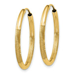 Load image into Gallery viewer, 14K Yellow Gold 2mm Satin Diamond-cut Endless Hoop Earrings  2mm width
