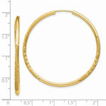 Load image into Gallery viewer, 14K Yellow Gold 2mm Satin Diamond-cut Endless Hoop Earrings  2mm width
